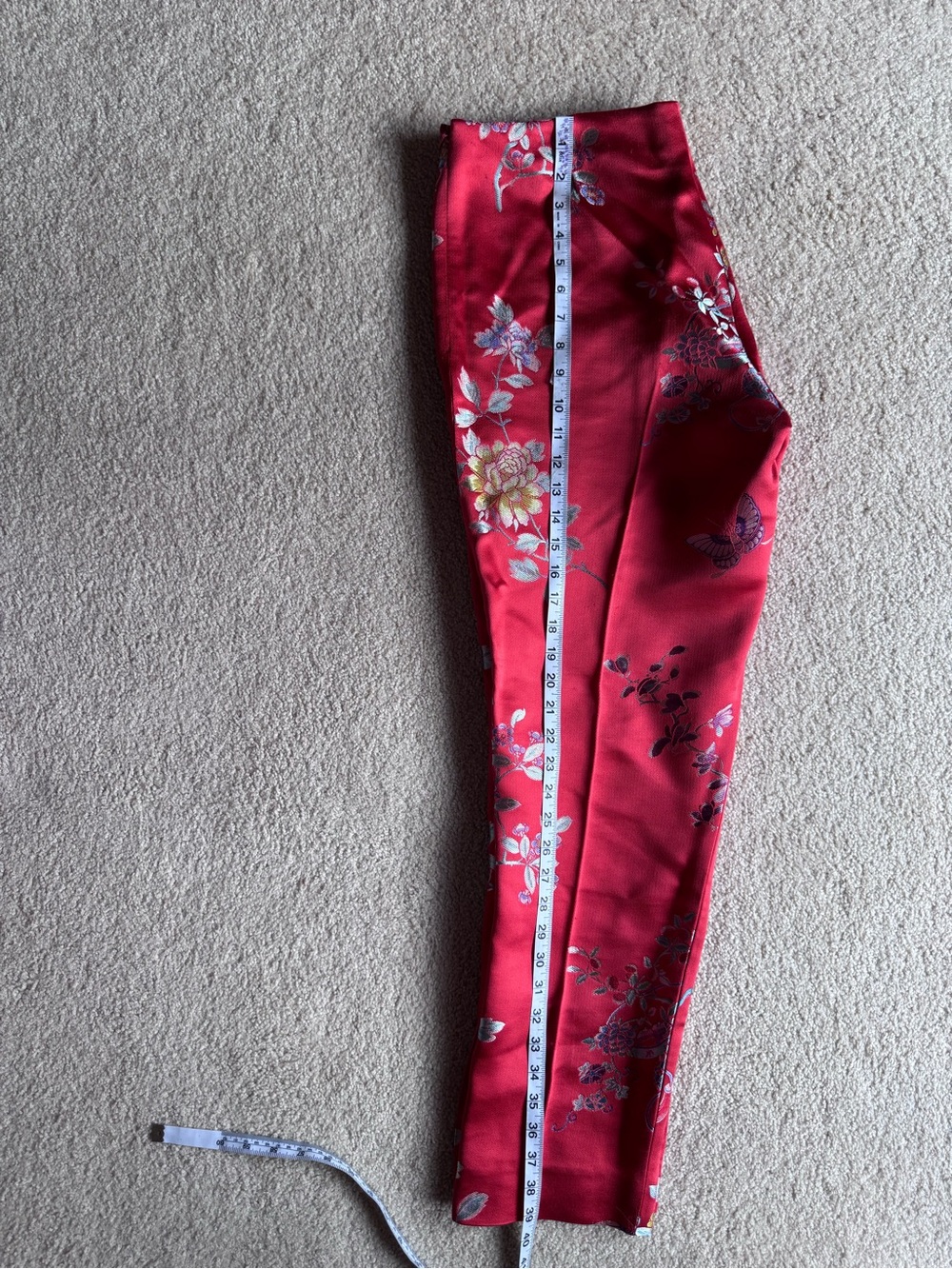 Ralph Lauren Sport: Red Floral Brocade Pants. Size 8-10 - Picture 13 of 16